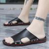 Sandals Mens Leather Classic Summer Men Slippers Soft Black Slippers PU Leather Slippers Lightweight EVA Slides for Men