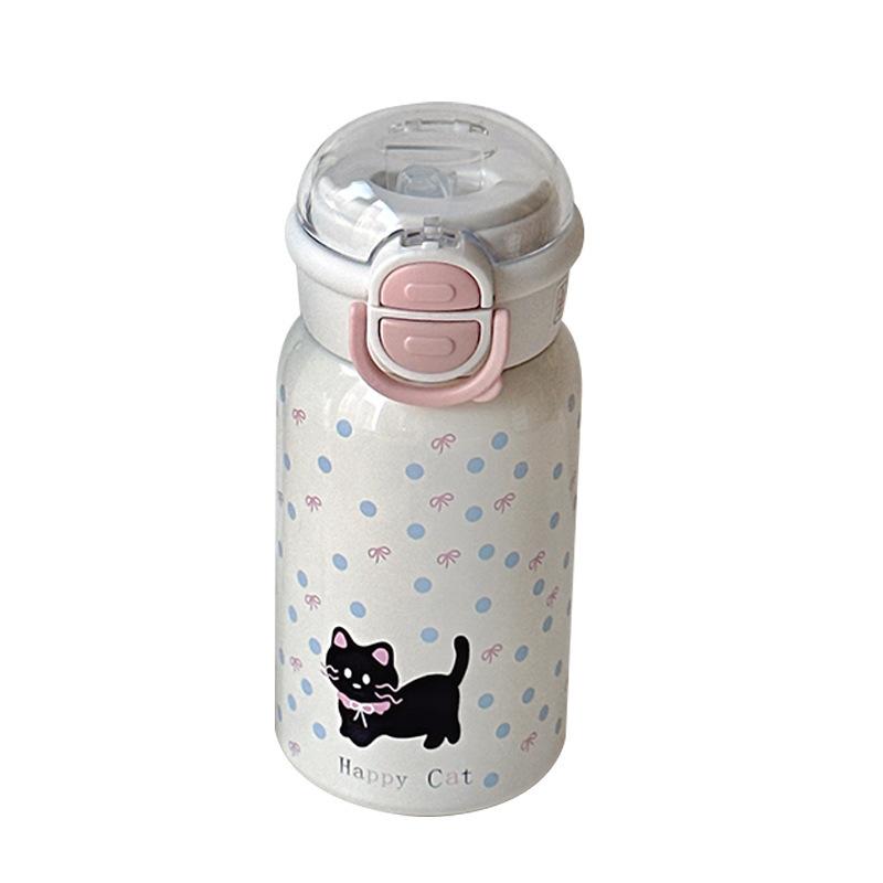 

New Ins Wind High Appearance Level Double Drink Thermos Cup Girls Large Capacity Stainless Steel Water Cup Cute Little Black Cat Cup 500ml