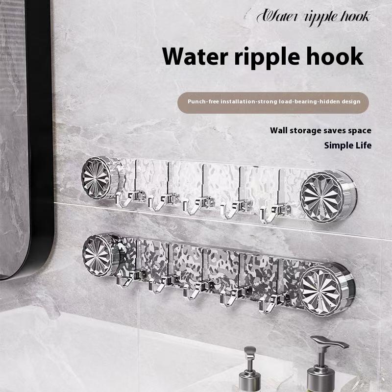 5 Hooks Rotating Suction Cup Hooks Hidden Design Transparent Wall Mounted Corrugated Row Hook Waterproof Punch-Free