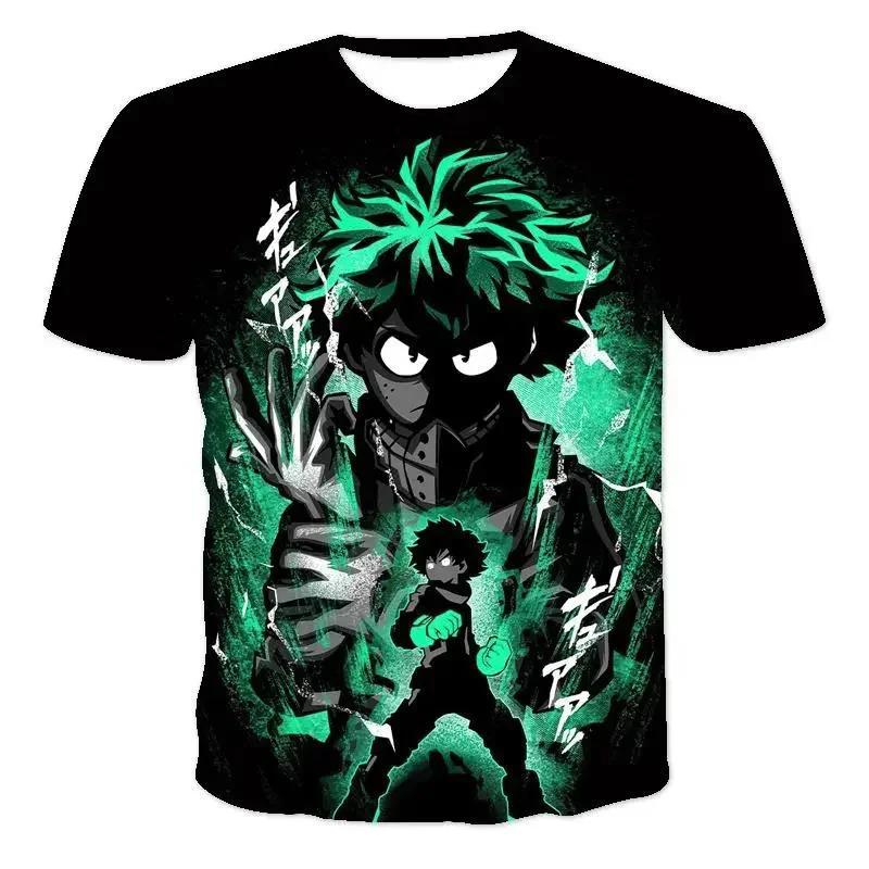 3D My Hero Academia Anime Character Graphic Printed Casual Short Sleeved Men's T-shirts - Medium Stretch Polyester Fabric Summer Relaxed Fit Clothing