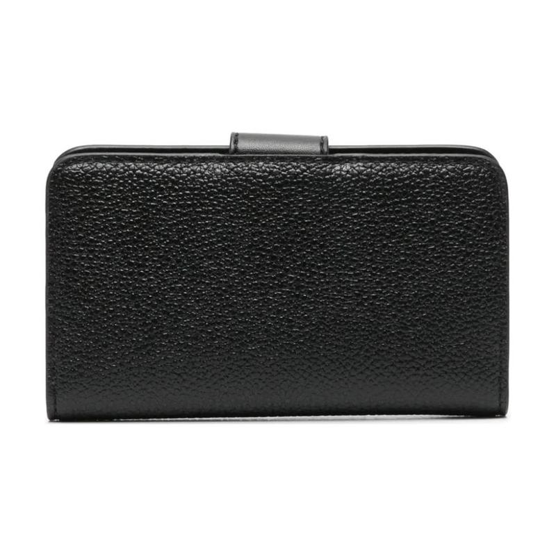 MICHAEL KORS Gold brand logo calfskin wallet unisex couple style black