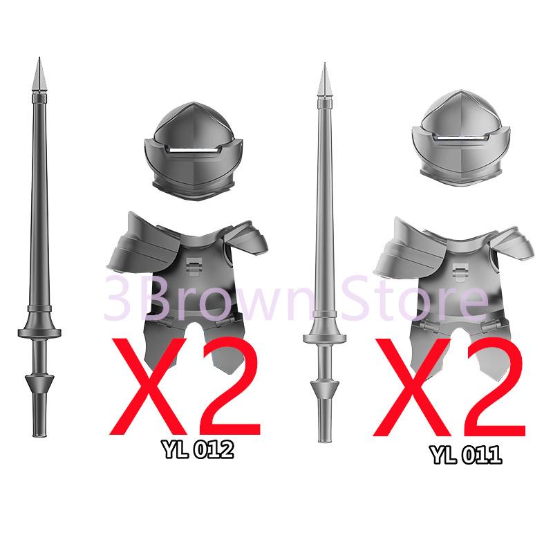 MOC Medieval Building Blocks Castle Knights Army Soldiers Warrior Accessories Warhorse Helmets Shields Armor Toy Gifts S036 DIY