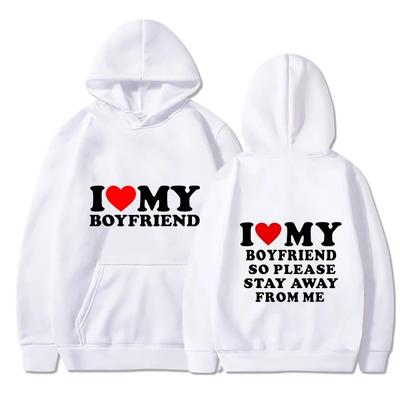 Amo a mi novia y amo a mi novio sudadera con capucha estampada pareja moda camiseta deportiva Harajuku top casual