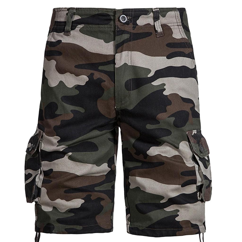 Men's Summer Multi-Pocket Cargo Shorts Men's Casual Fashion Solid Color Loose Cargo Shorts
