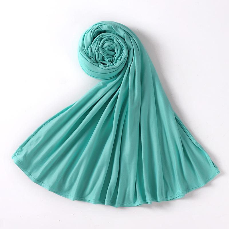 Muslim Plain Cotton Jersey Hijab Scarf Solid Color With Good Stitch Stretchy Soft Turban Head Wraps Shawl Foulard Femme