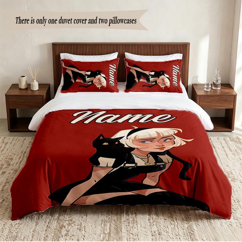 Sabrina Personalized Custom Name 3‑Piece Bedding Set Soft Duvet Cover Set For Bedroom Home Decor