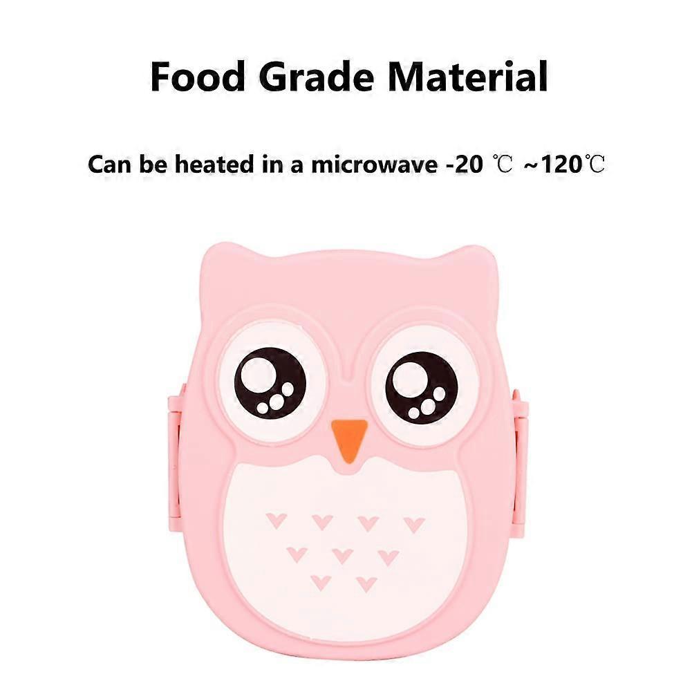 Lunch Box, Plastic Portable Cartoon Owl Lunch Box Food Safe Microwave Storage Container for Salad, Pink ( 900ML )