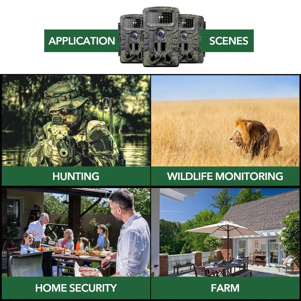 Hunting Trail Camera 2 Inch 2.7kHD HD Trail Hunting Camera IP66 Waterproof Night Vision Outdoor Wildlife Monitoring Trap Camera