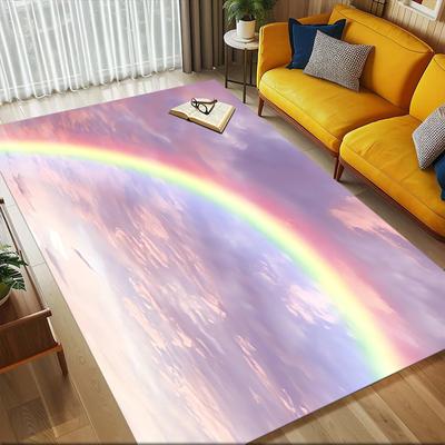 Rainbow Cloud Crystal Velvet Chair Mat Area Rug - Non-Slip, Floor Mat, Office Desk Chair Rugs, Bedroom Decor.Christmas Gift-1106176