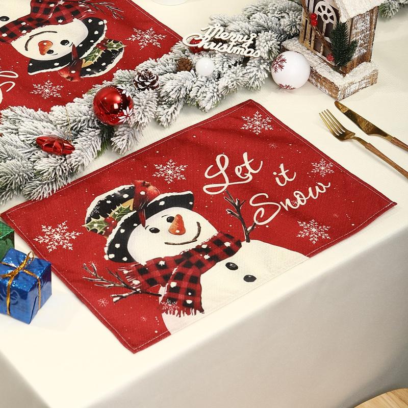 1/4pcs Snowman Christmas Placemats Linen Tableware Mat Christmas Decorations For Home Kitchen 2026 Xmas Navidad Noel Table Decor