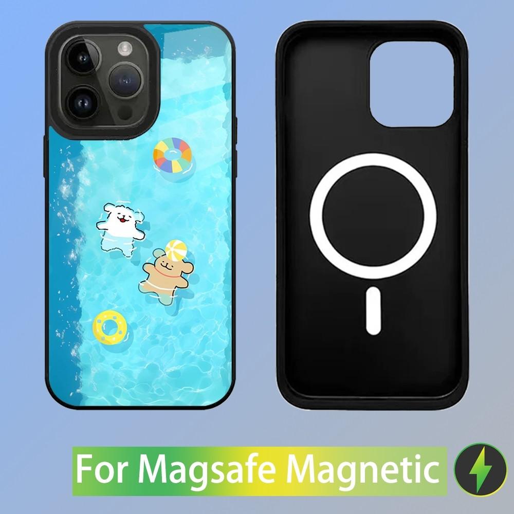 Korea Line Puppy Maltese Phone Case For iPhone 15,14,13,12,11,Plus,Pro,Max Mini Magsafe Magnetic Wireless Charging