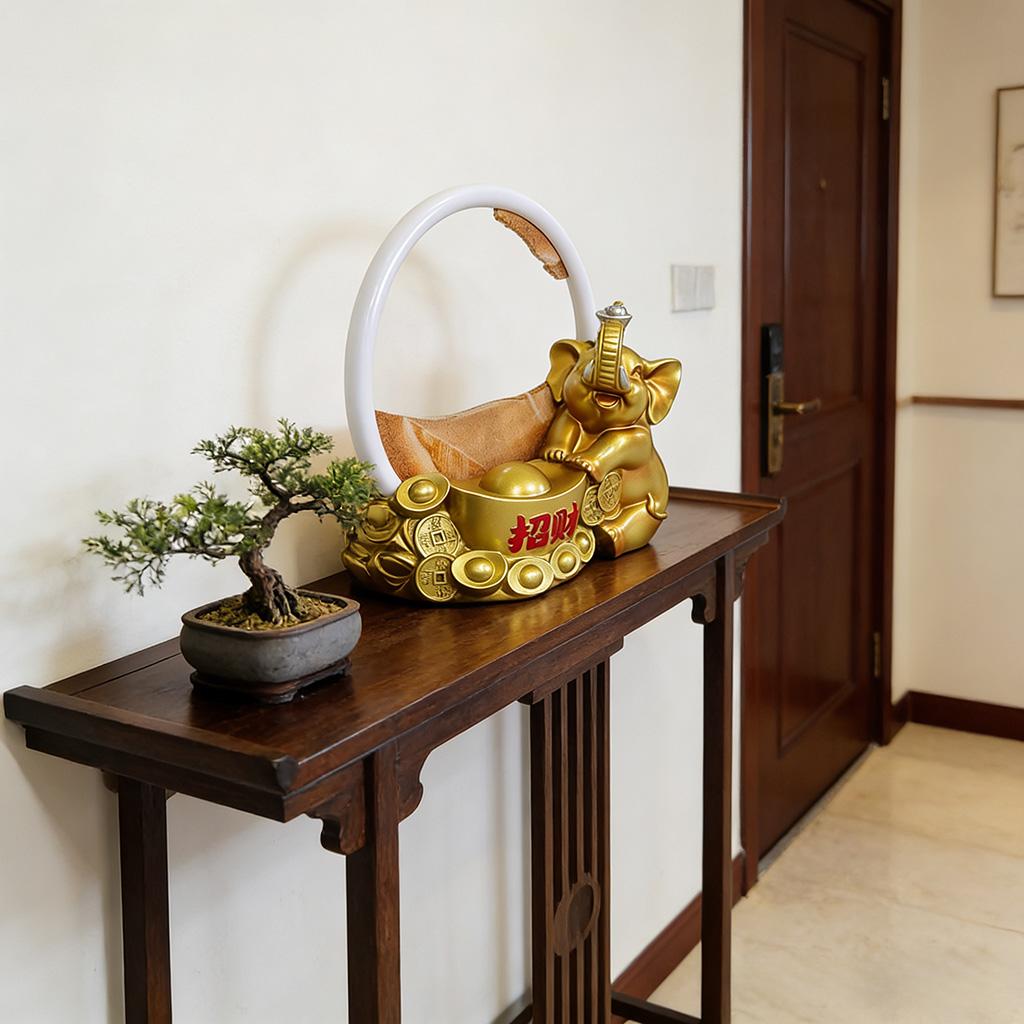 

Feng Shui Lucky Elephant Resin Figurine, 3D Quicksand Fortune Money Decor, Chinese Wealth Attraction Ornament for Home Office.