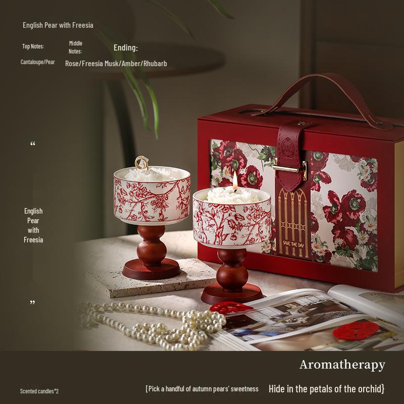 Camellia Scented Candle & Essential Oil Gift Set with Ceramic Diffuser - Hotel Room Fragrance & Deodorizer