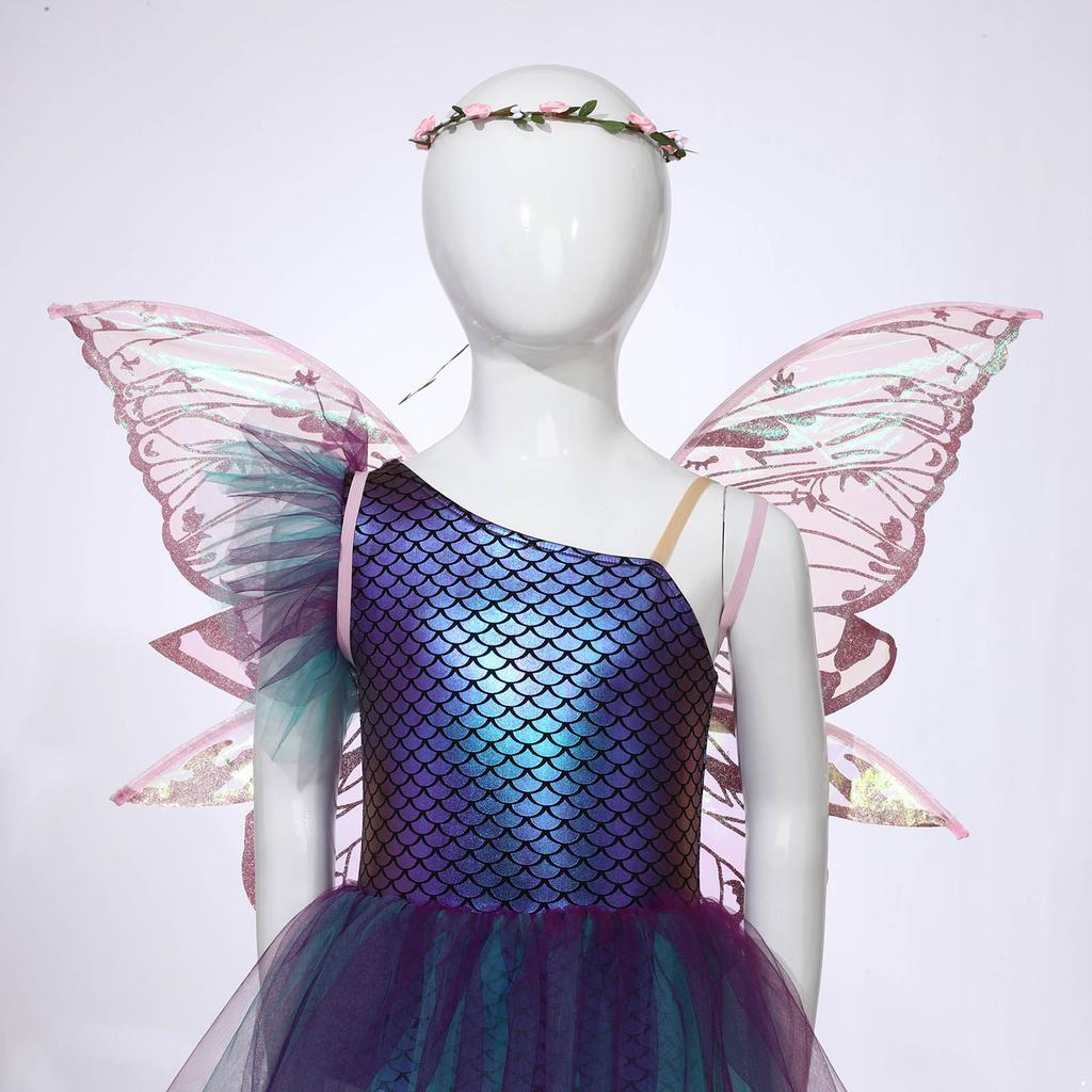Butterfly Wings & Elf Ears Costume Accessory Set for Adults Kids, Complete Fairy Role Play Set for Masquerade Party & Halloween
