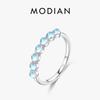 MODIAN 925 Silver Exquisite Round Moonstone Ring Stackable Crystal Ring For Women Birthday Gift Fine Jewelry