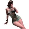 Green Snake Cheongsam Sexy See-through Halter Dress