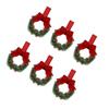 6Pcs Artificial Wreath 13cm Small Christmas Wreaths Ribbon Bows Wreath for Front Door Kitchen Cabinets Wall Window