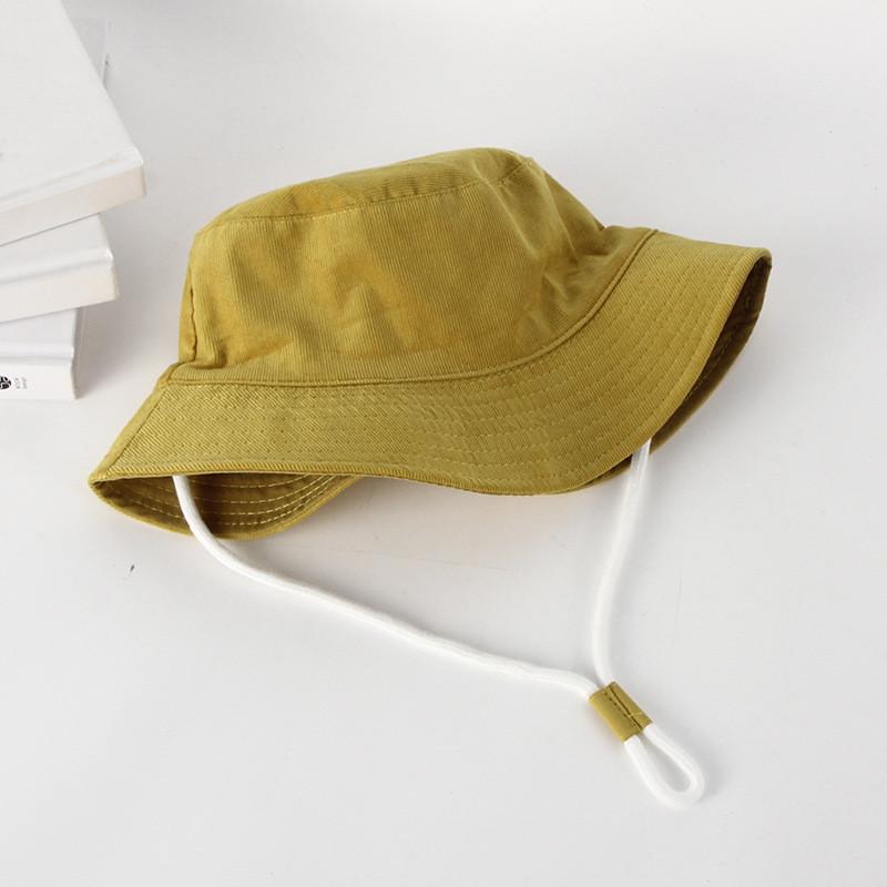 New Korean Style Cream Color Children's Fisherman Hat For Fall Outings Boys And Girls Sun Hat With Flat Top