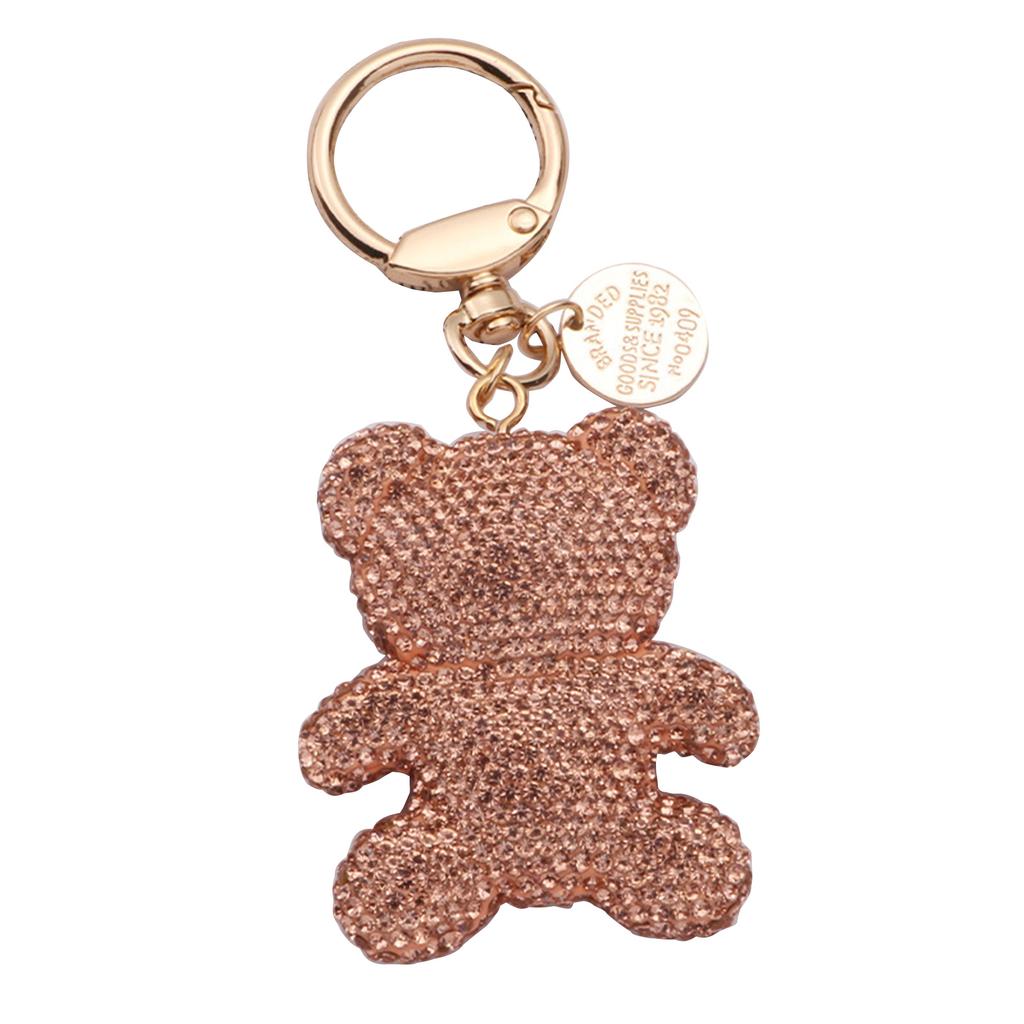 Cartoon Bear Keychain Pendant Cute Rhinestone Bear Keyring Charm Decorations Bag Keyring Hanging Ornament Car Keys Ring