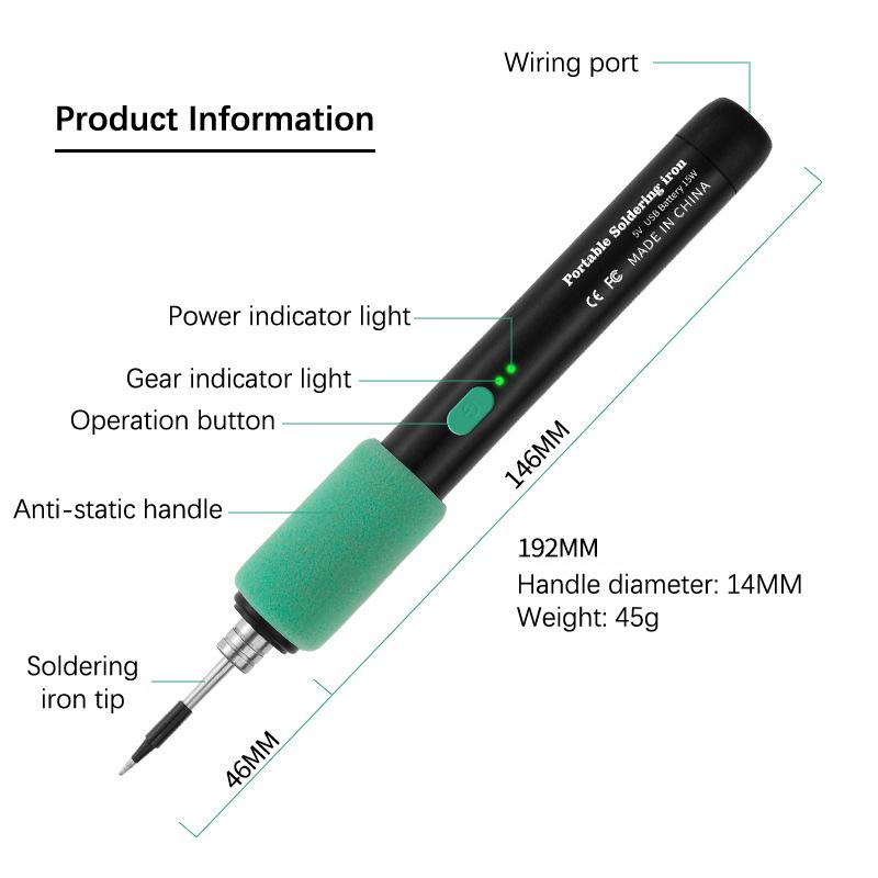 Usb Soldering Iron Adjustable Temperature Electric Soldering Iron Welding Solder Repair Tool Heater Soldering Tip Soldering Wire
