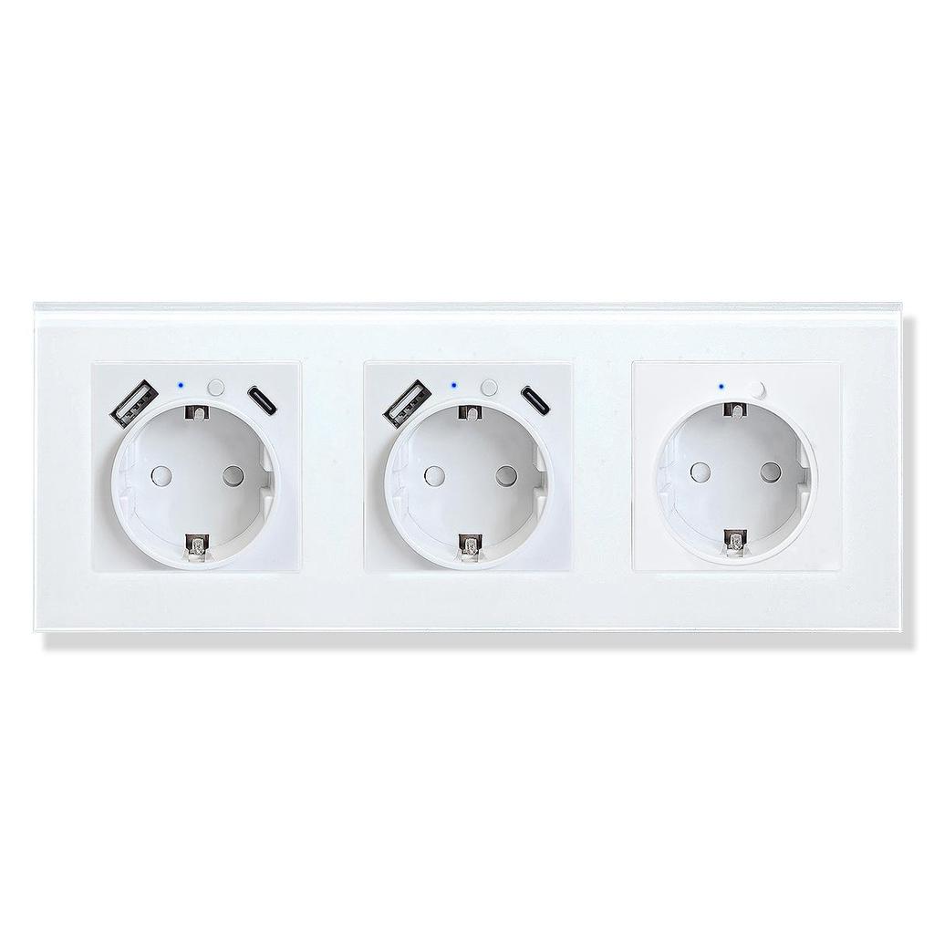 Model 153 Smart WiFi Wall Socket with Tempered Glass Panel - Alice Voice App Compatible