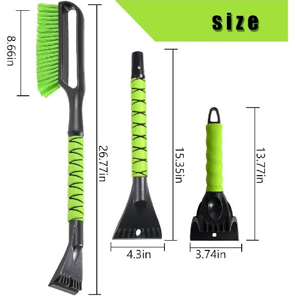 27" Snow Brush & Ice Scraper For Car Windshield, Detachable Snow Scrapers With Foam Grip For Cars, Trucks, SUVs