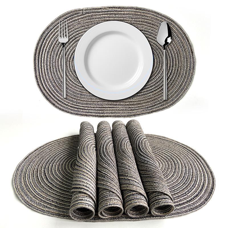 Japanese Ramie Cotton Yarn Oval Placemat: Hand-Woven Decorative Insulation Pot Mat