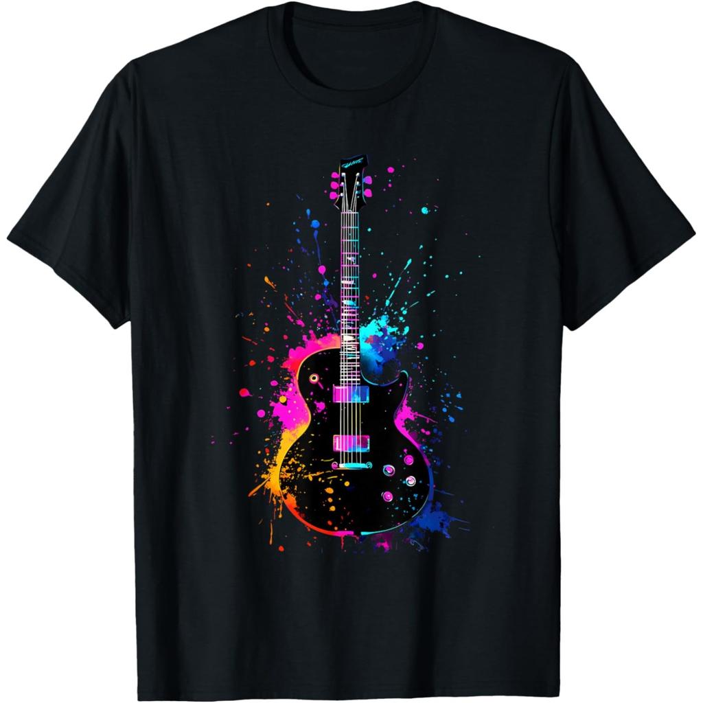 Funny Colorful Guitarist Guitar Music Lover Rock T Shirts Men Humor Streetwear Tee Shirt Short Sleeve Unisex Loose Clothing