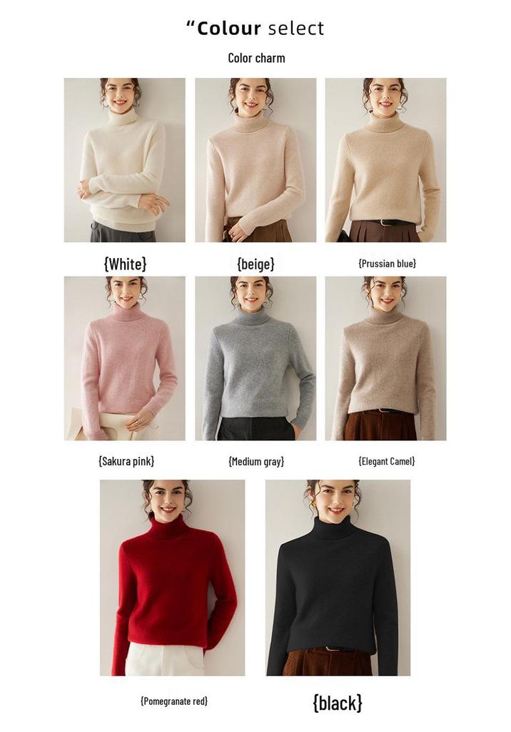 2024 Autumn/Winter Women's High Neck Cashmere Knit Sweater: Warm, Thick Base Layer with Long Sleeves