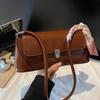 Light Luxury Temperament Small Square Bag Women French Style Texture Scarf Decor Underarm Bags Trend Retro PU One Shoulder Bag