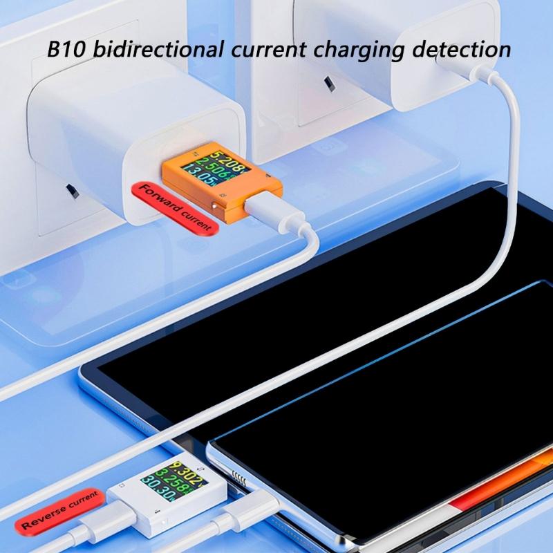 Type C USB Chargers Tester Real Time Voltages Current Monitor LED Screen Accurate for Mobile Devices PowerBanks