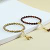 Unisex Natural Sandalwood Rice Bead Bracelet 5*7mm Single Double Circle Carved Decor Ethnic Wrist Ornament