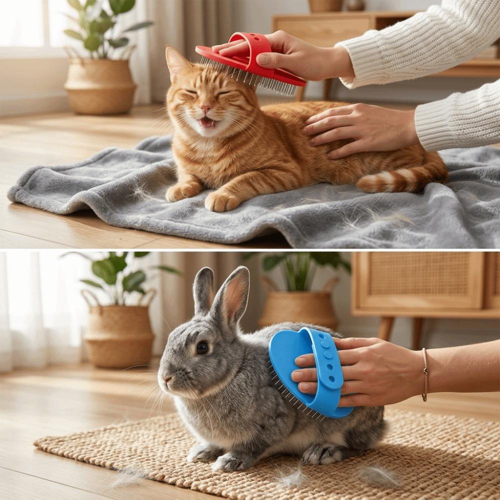Metal Pin Pet Bath Brush Rounded Pin Tip Pet Massage Scrubber Slicker Bath Comb Loose Fur Removal