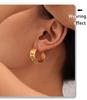 Qiong Yao Mixed Color Cubic Zirconia Open Ring C-shaped Earrings, 18K Gold Plated Stainless Steel Jewelry Set for Women