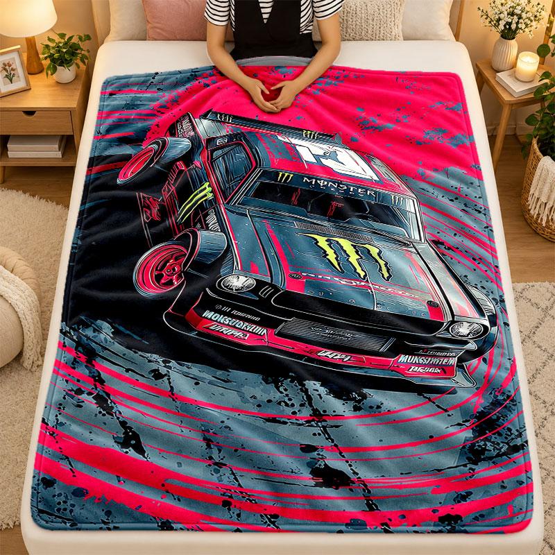 Flannel BlanketMonster Energy Warm Soft Throw Blanket for Indoor Sofa Bed Living Room Use