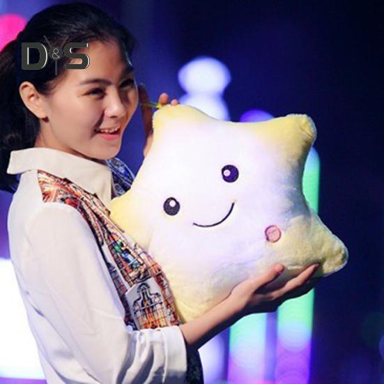 Twinkle Star Pillow Stuffed Star LED Light Up Cushion Glowing Star Throw Pillow Night Light Kids Sensory Plush Toy for Children