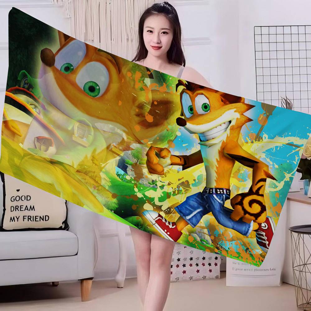 Game Crash-Bandicoot Microfiber Blanket Quick Drying Beach Towels Oversized Printing Super Absorbent Pool Towel Blanket