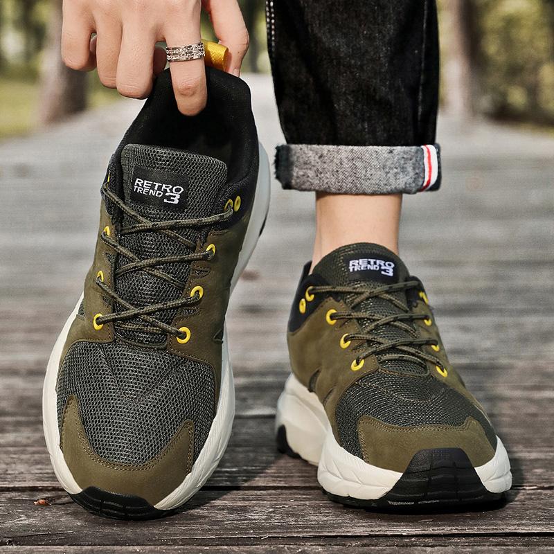 Men's Shoes New Casual Sports Shoes Students Breathable Non-slip Running Shoes Cushioned Thick Sole Increase Daddy Shoes