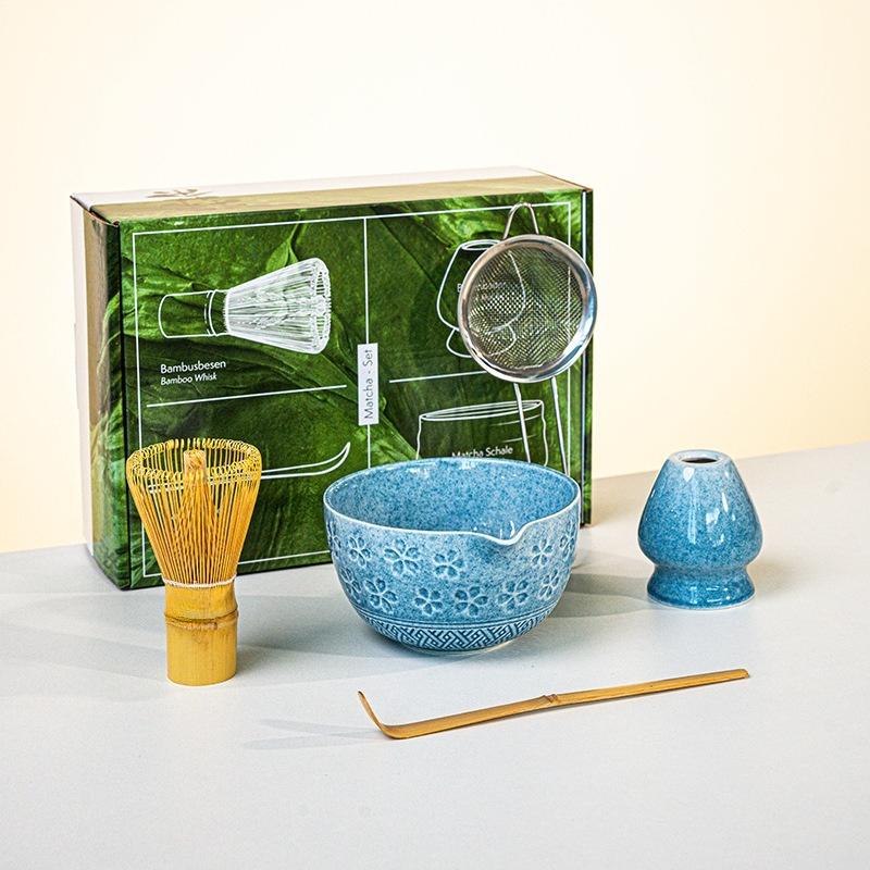 1/2pcs Traditional Japanese Matcha Bowl and Whisk Holder Tea Bowl with Pouring Spout for Office Table Tea Ceremony Party Gift
