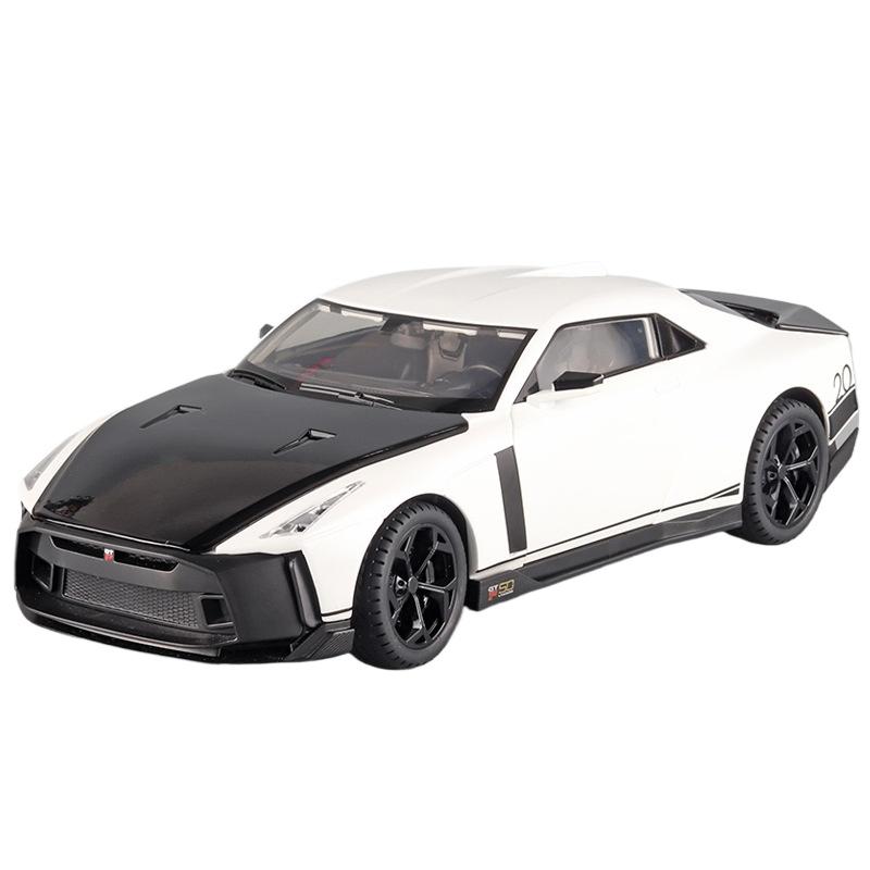 

1/18 Nissan GTR 50 Toy Car Model Diecast Miniature Racing Model Doors Openable Sound & Light Collection Gift for Boy Children белый