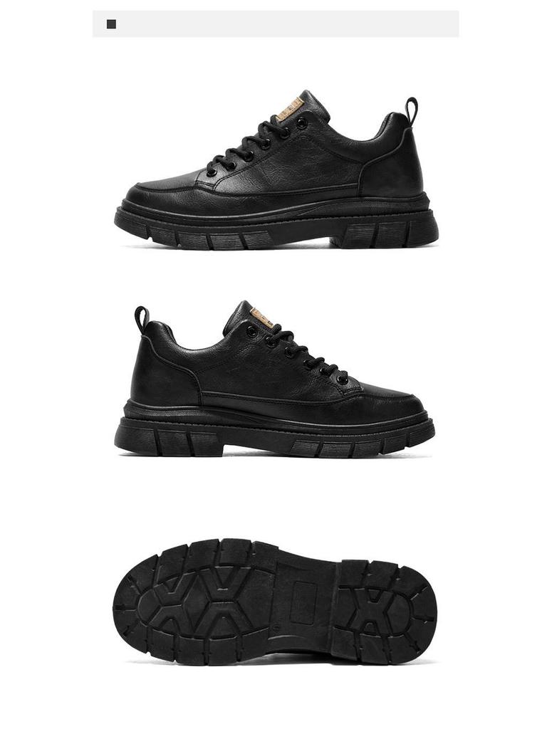 Men's 2025 Spring/Autumn Retro British Style Low-Top Leather Casual Work Shoes with Soft Soles