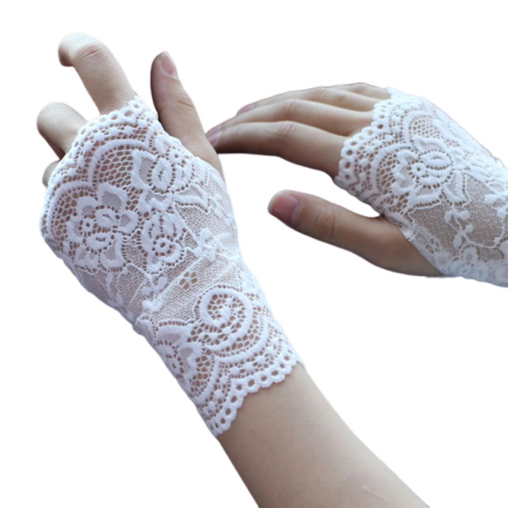 Thin Lace Half Finger Gloves Breathable Sun Protection Riding Gloves Driving Gloves  Wedding Events