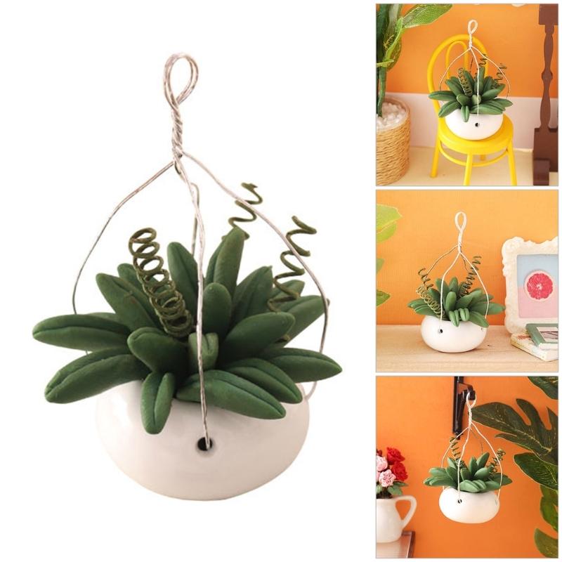Miniature Clay Potted Plant Model for 1/12 Doll House Decoration Office Desk Scene Setting Living Room Landscape Props