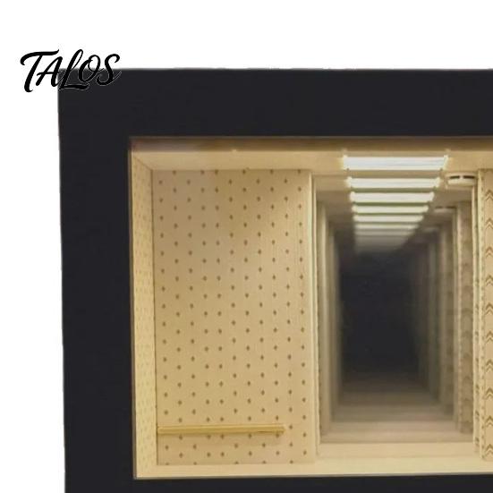 Luce Notturna Decorativa per Foto Stile Legno Backrooms, Lampada da Tavolo Effetto Specchio Infinito, Nero Opaco Antipolvere per Vetrine, Luce d'Ambiente