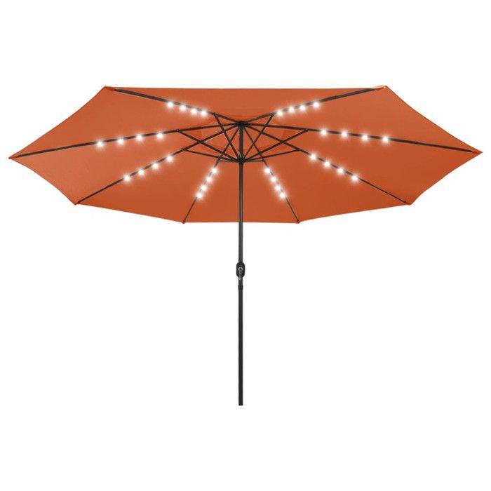 Parasol d'extérieur LED vidaXL - Mât en métal 400cm - Terre cuite