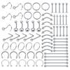 70pc Surgical Steel Body Piercing Jewelry Lot Bulk Nose Ring Tongue Bar Lot Eyebrow Labret Piercing Set Horseshoe Ring Lot Pack