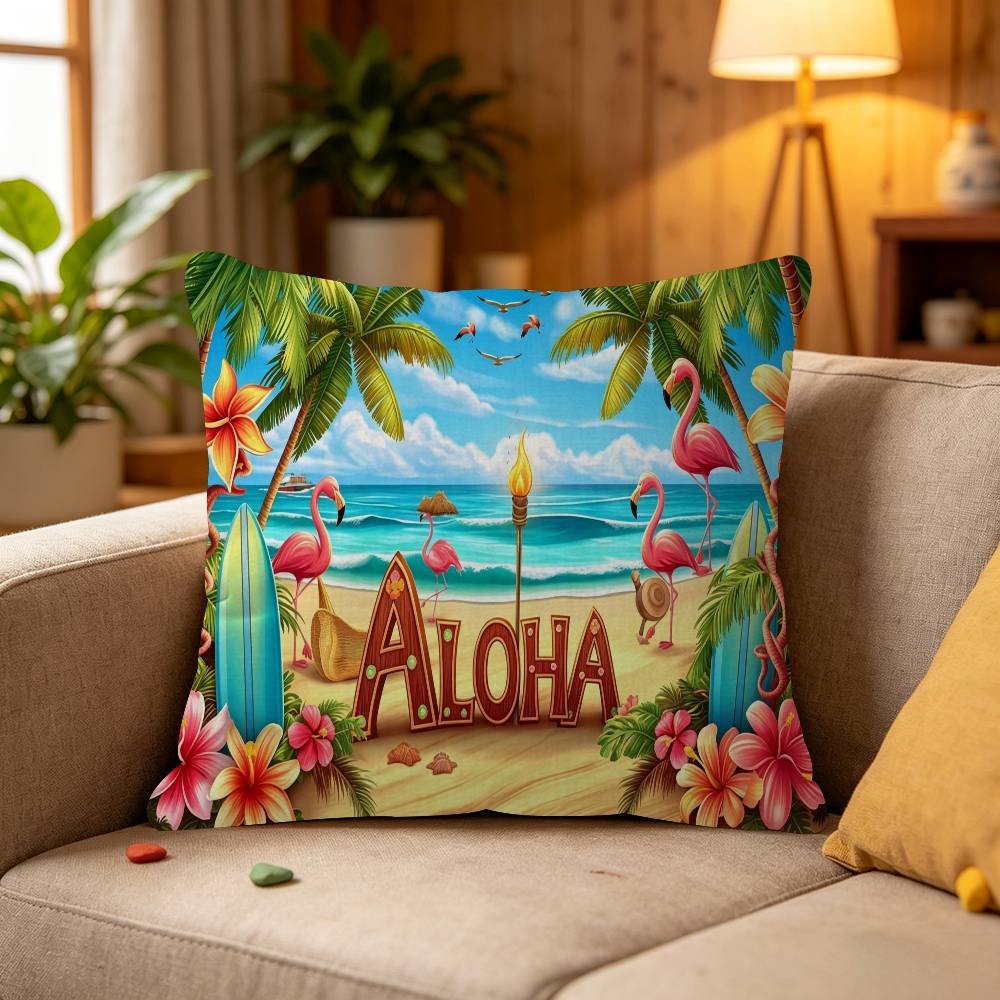 Summer Hawaii Beach Tropical Flowers Aloha Luau Sea Cushion Cover Polyester Sofa Cushions Throw Pillows Home Decor Pillowcover