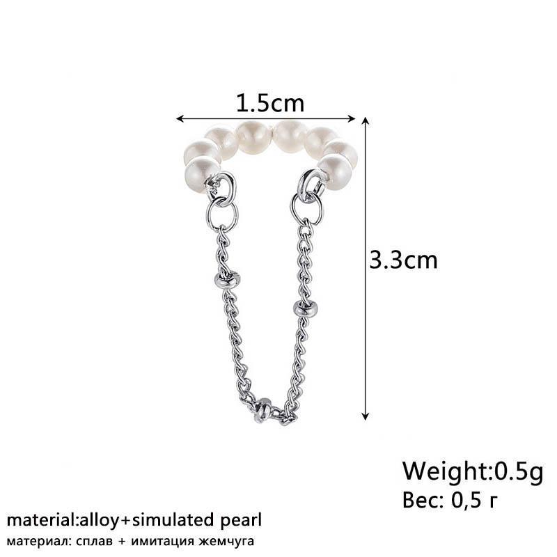 Non Pierced Women's Ear Cuff New Pearl Clip Earrings Copper Color Chain Ear Clips Double-layers Elegant Fake Cartilage Earrings