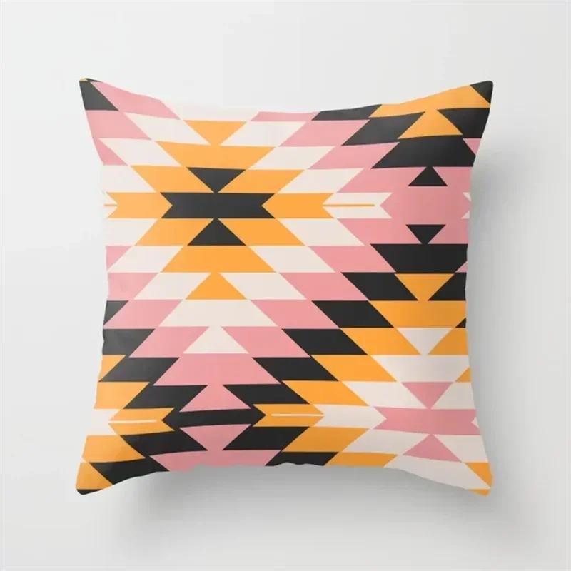 Color block geometric patterns Double-sided Printed pillow cover Short plush Suitable living rooms bedrooms throw cushion cover
