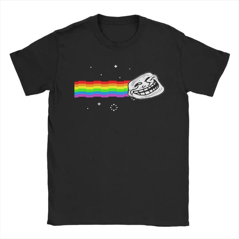 Camisetas Engra?adas Fun Rainbow Troll Face Meme Para Homens S разноцветный